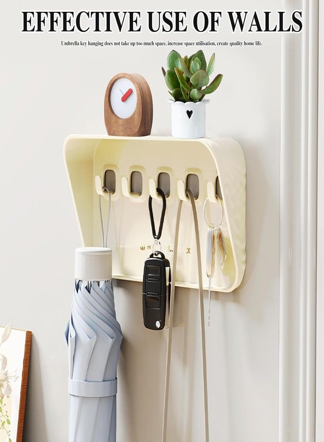 Mforall Key Holder Key Holder with Key Hooks Key Organiser Wall Storage Shelf Wall Mounting for Keys Hooks for Home, Office, Kitchen, Bathroom, Bedroom, Living Room 5 Hook (White) - Image 5